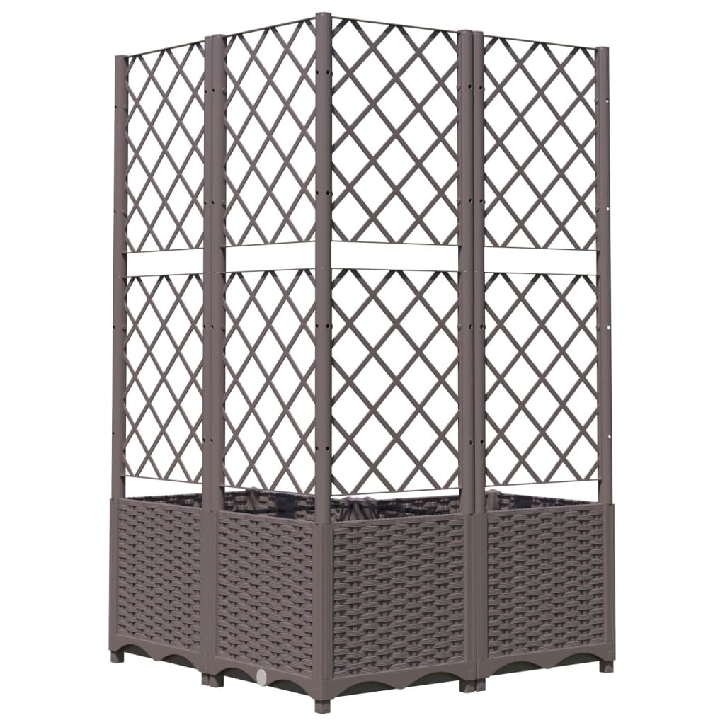 Plantenbak met latwerk 80x80x136 cm polypropeen bruin is nu te koop bij PeponiXL, paradijselijk wonen!
