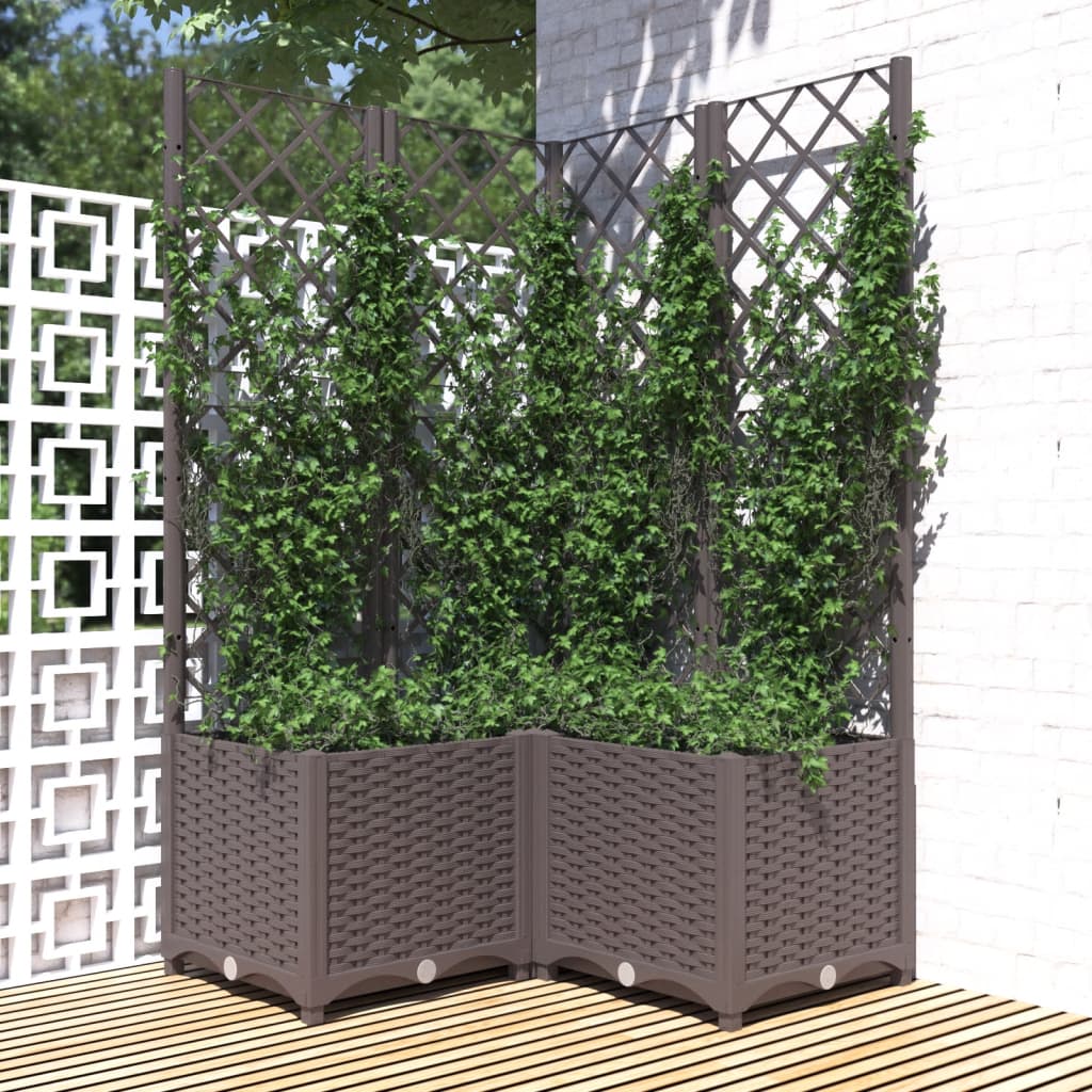 Plantenbak met latwerk 80x80x136 cm polypropeen bruin is nu te koop bij PeponiXL, paradijselijk wonen!