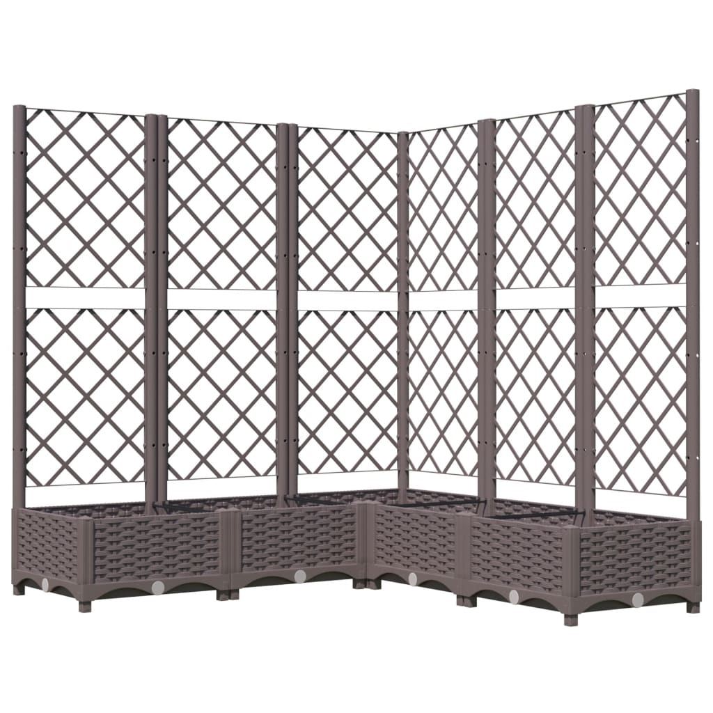 Plantenbak met latwerk 120x120x121,5 cm polypropeen bruin is nu te koop bij PeponiXL, paradijselijk wonen!