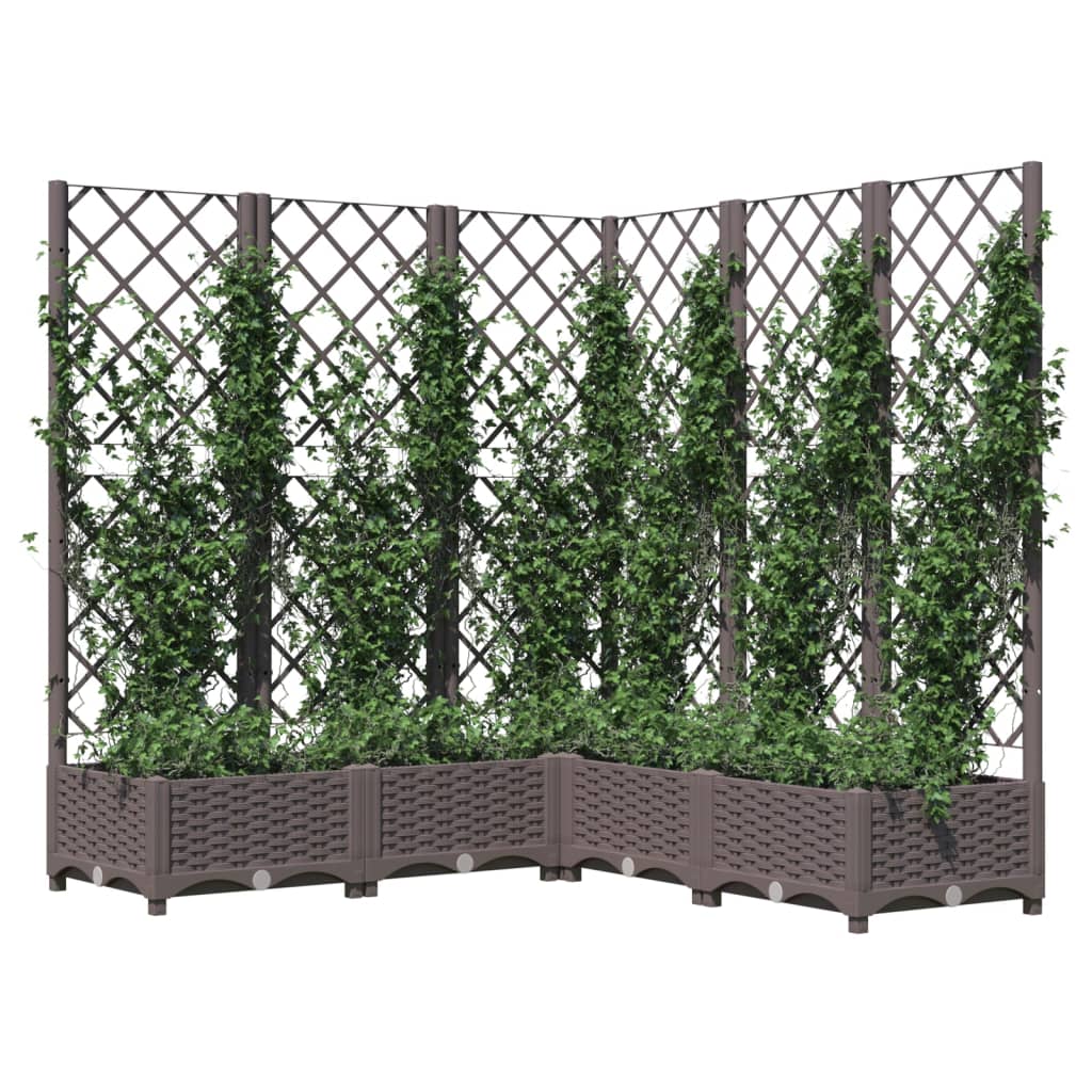 Plantenbak met latwerk 120x120x121,5 cm polypropeen bruin is nu te koop bij PeponiXL, paradijselijk wonen!