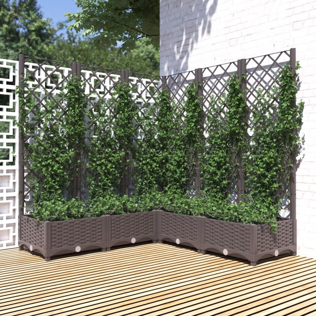 Plantenbak met latwerk 120x120x121,5 cm polypropeen bruin is nu te koop bij PeponiXL, paradijselijk wonen!