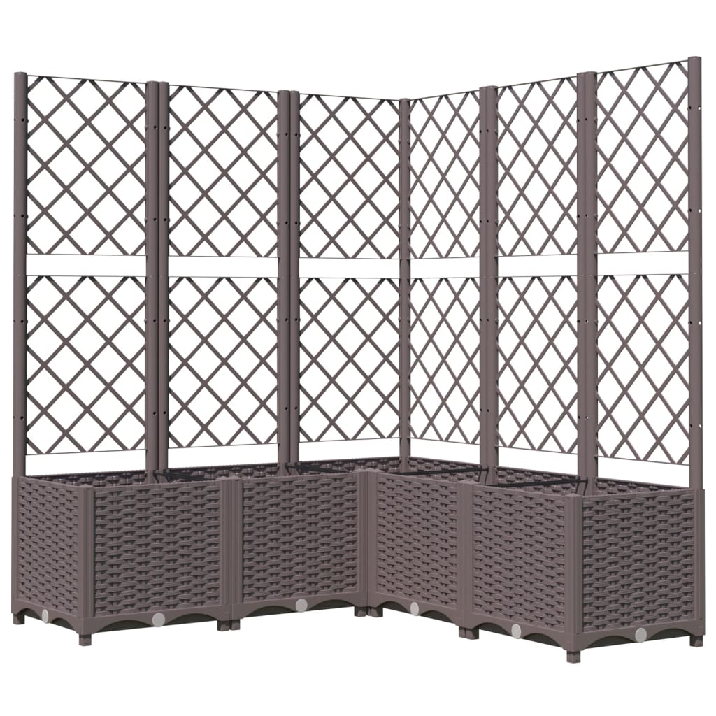 Plantenbak met latwerk 120x120x136 cm polypropeen bruin is nu te koop bij PeponiXL, paradijselijk wonen!
