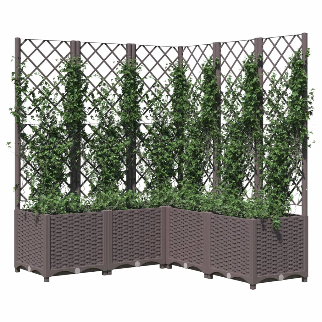 Plantenbak met latwerk 120x120x136 cm polypropeen bruin is nu te koop bij PeponiXL, paradijselijk wonen!