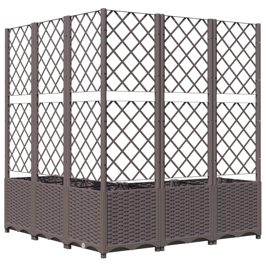 Plantenbak met latwerk 120x120x136 cm polypropeen bruin is nu te koop bij PeponiXL, paradijselijk wonen!