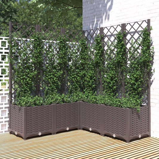 Plantenbak met latwerk 120x120x136 cm polypropeen bruin is nu te koop bij PeponiXL, paradijselijk wonen!