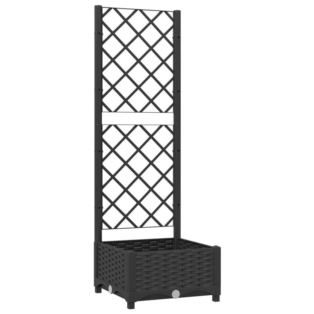 Plantenbak met trellis zwart 40x40x121,5 cm PP is nu te koop bij PeponiXL, paradijselijk wonen!