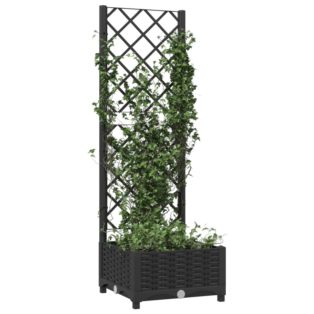 Plantenbak met trellis zwart 40x40x121,5 cm PP is nu te koop bij PeponiXL, paradijselijk wonen!
