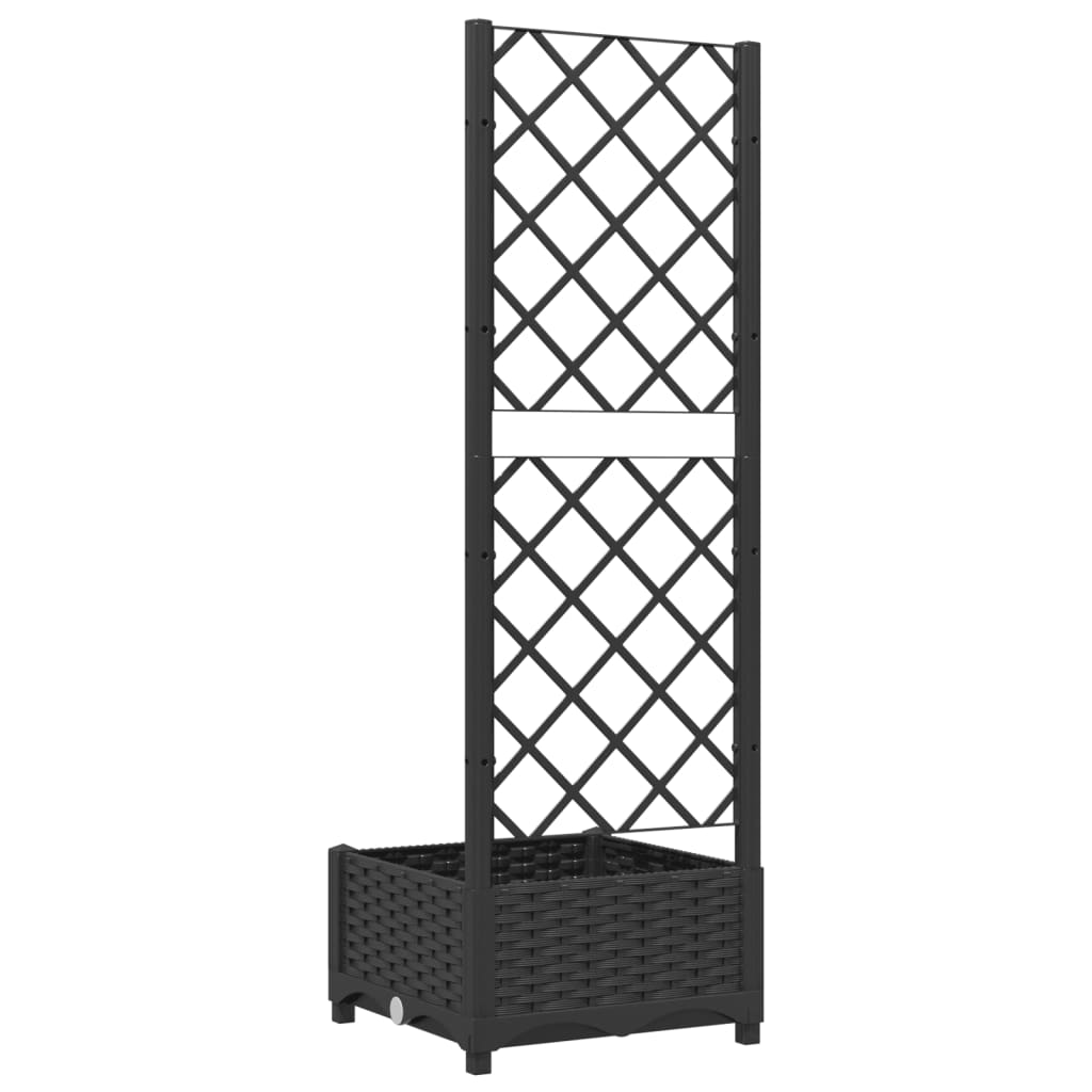 Plantenbak met trellis zwart 40x40x121,5 cm PP is nu te koop bij PeponiXL, paradijselijk wonen!
