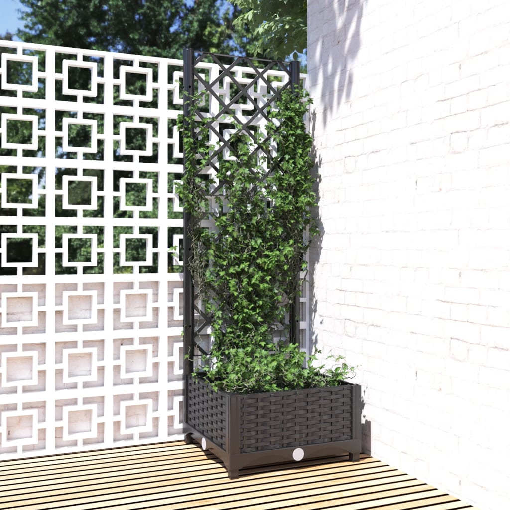 Plantenbak met trellis zwart 40x40x121,5 cm PP is nu te koop bij PeponiXL, paradijselijk wonen!