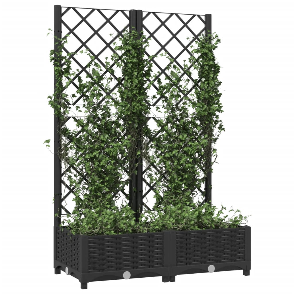 Plantenbak met trellis zwart 80x40x121,5 cm PP is nu te koop bij PeponiXL, paradijselijk wonen!