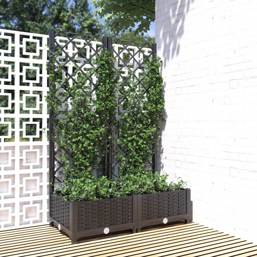 Plantenbak met trellis zwart 80x40x121,5 cm PP is nu te koop bij PeponiXL, paradijselijk wonen!