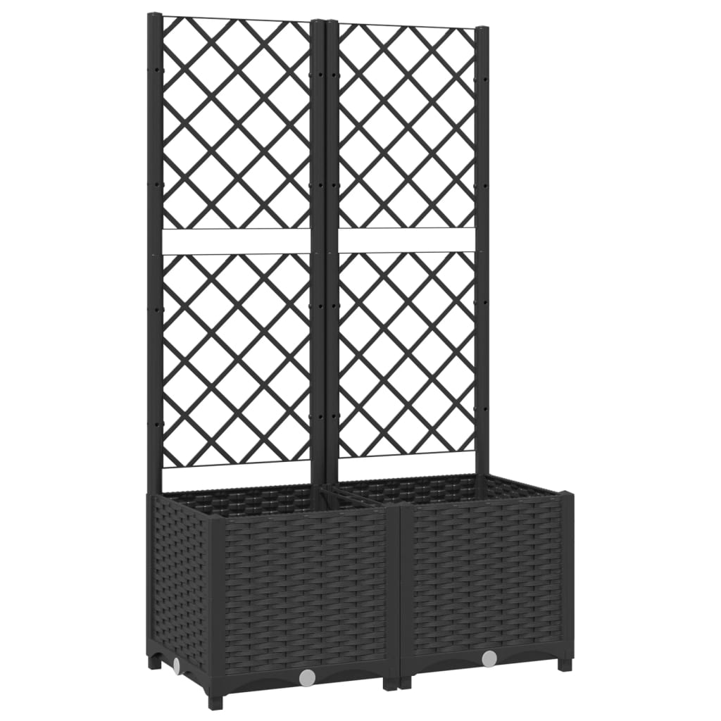 Plantenbak met trellis zwart 80x40x136 cm PP is nu te koop bij PeponiXL, paradijselijk wonen!