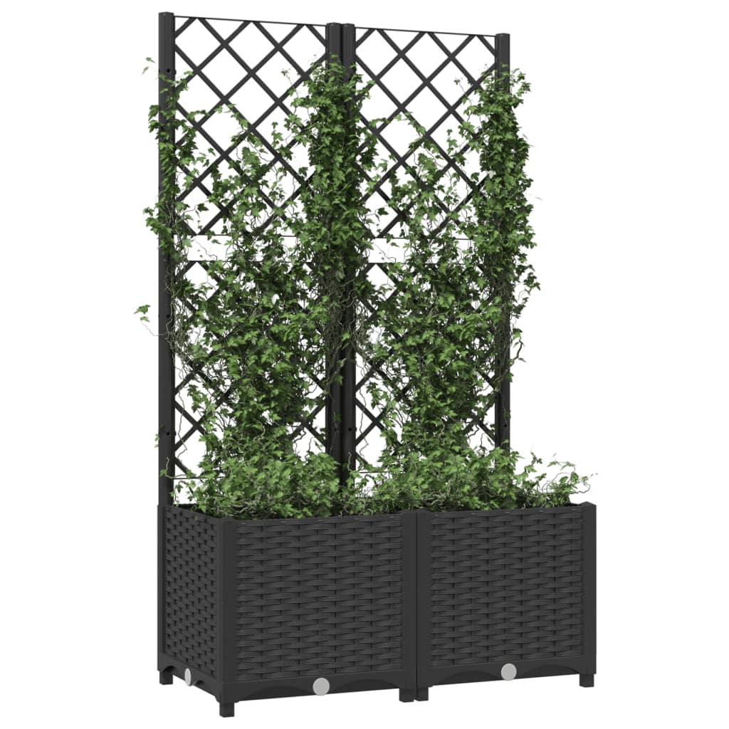 Plantenbak met trellis zwart 80x40x136 cm PP is nu te koop bij PeponiXL, paradijselijk wonen!