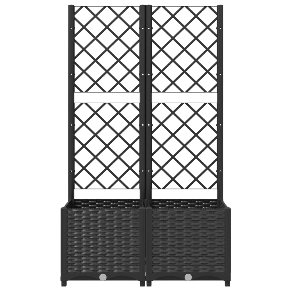 Plantenbak met trellis zwart 80x40x136 cm PP is nu te koop bij PeponiXL, paradijselijk wonen!