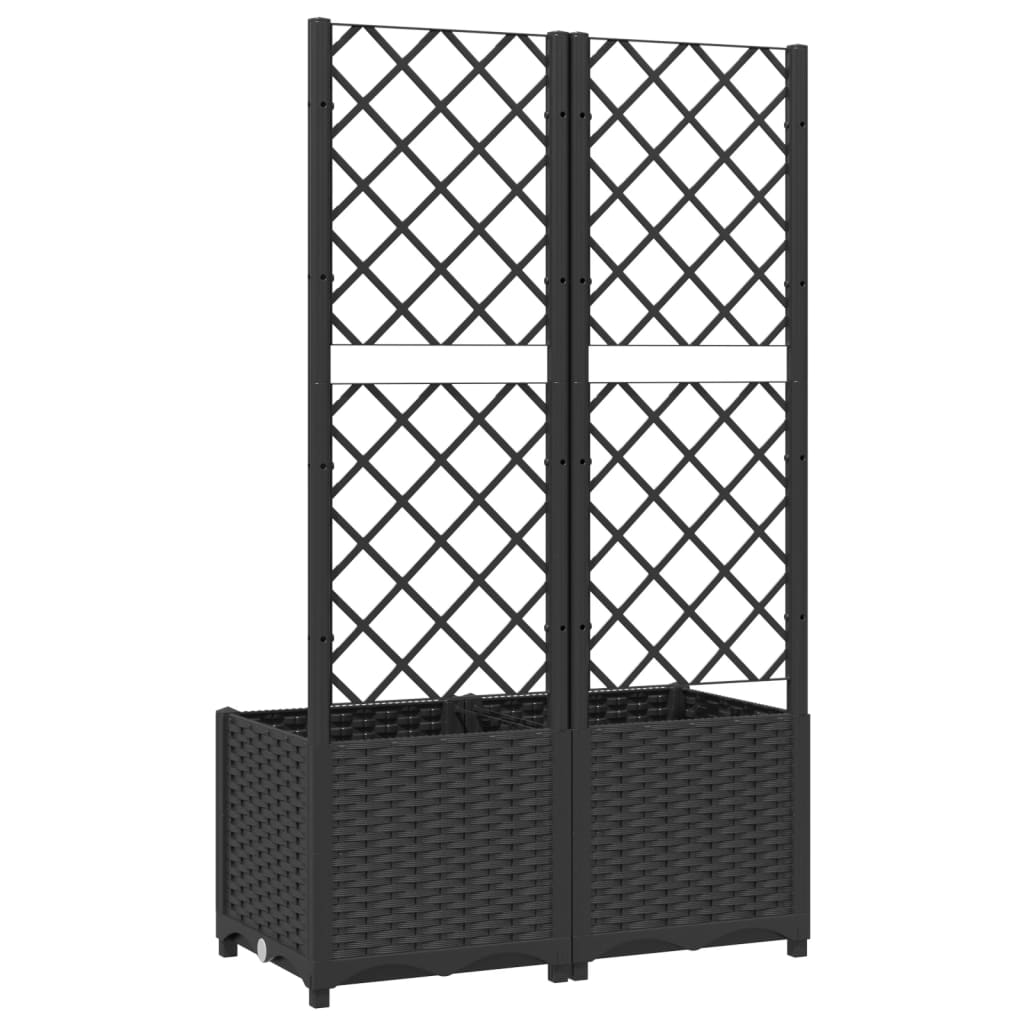 Plantenbak met trellis zwart 80x40x136 cm PP is nu te koop bij PeponiXL, paradijselijk wonen!