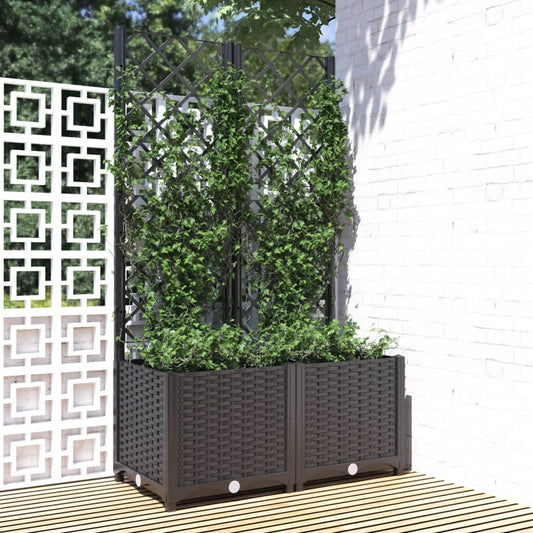 Plantenbak met trellis zwart 80x40x136 cm PP is nu te koop bij PeponiXL, paradijselijk wonen!