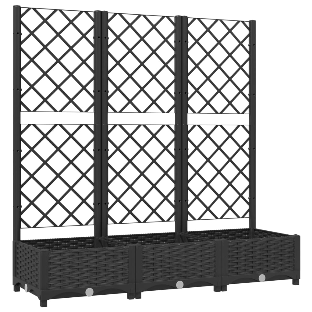 Plantenbak met trellis zwart 120x40x121,5 cm PP is nu te koop bij PeponiXL, paradijselijk wonen!