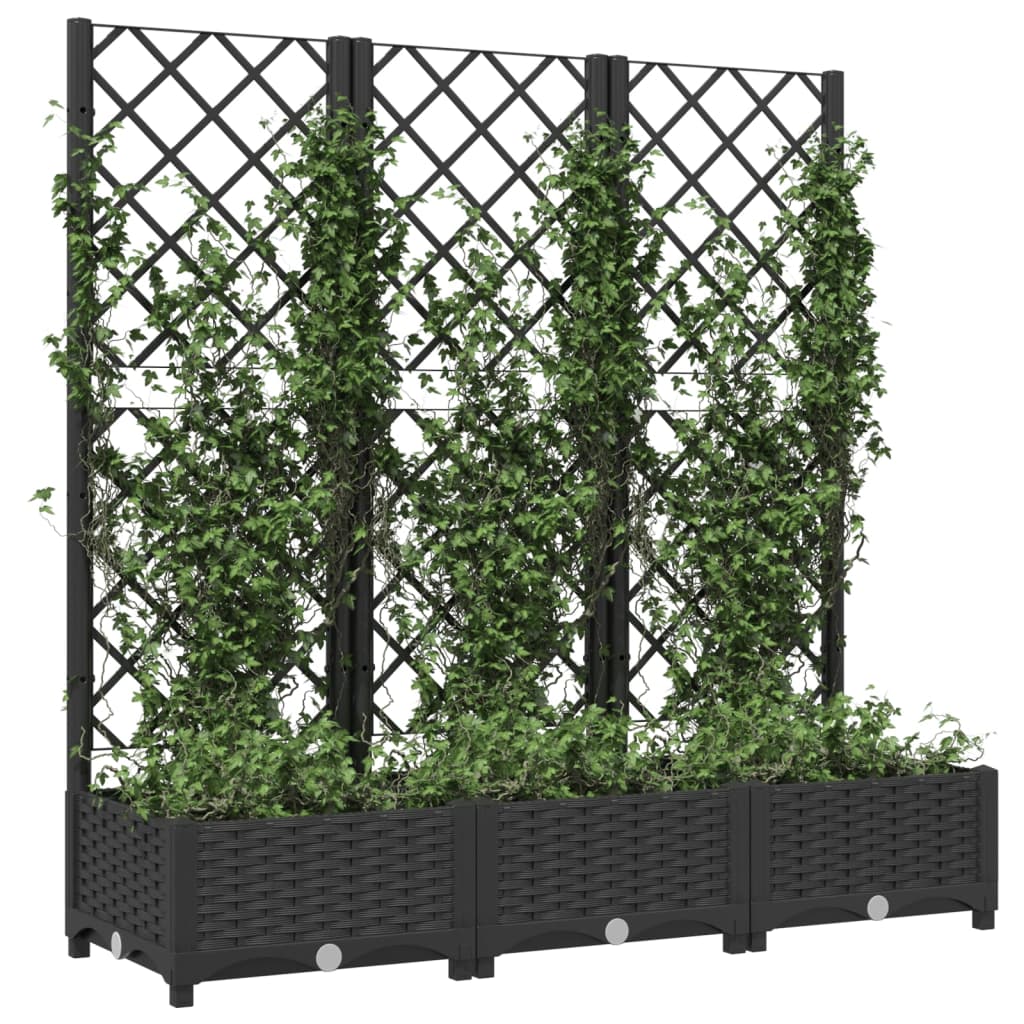 Plantenbak met trellis zwart 120x40x121,5 cm PP is nu te koop bij PeponiXL, paradijselijk wonen!