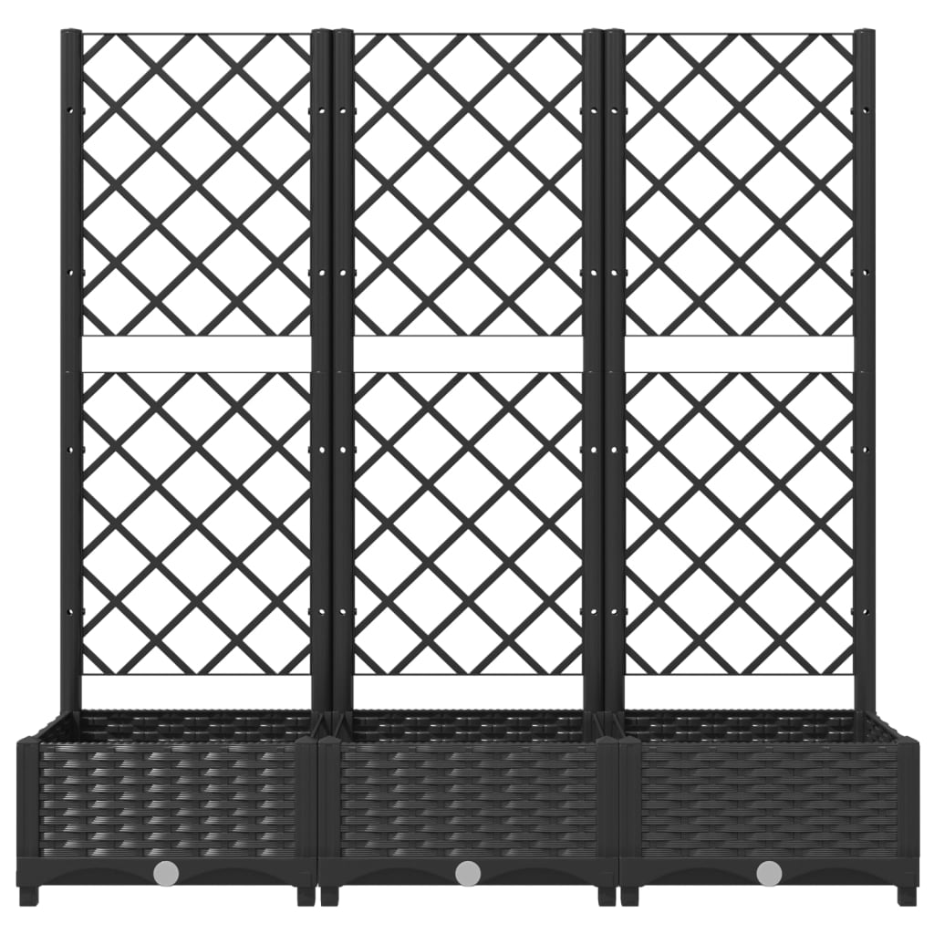 Plantenbak met trellis zwart 120x40x121,5 cm PP is nu te koop bij PeponiXL, paradijselijk wonen!