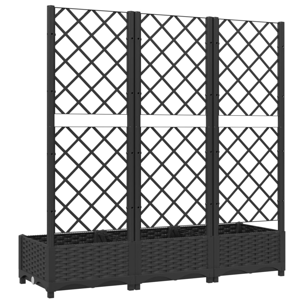 Plantenbak met trellis zwart 120x40x121,5 cm PP is nu te koop bij PeponiXL, paradijselijk wonen!
