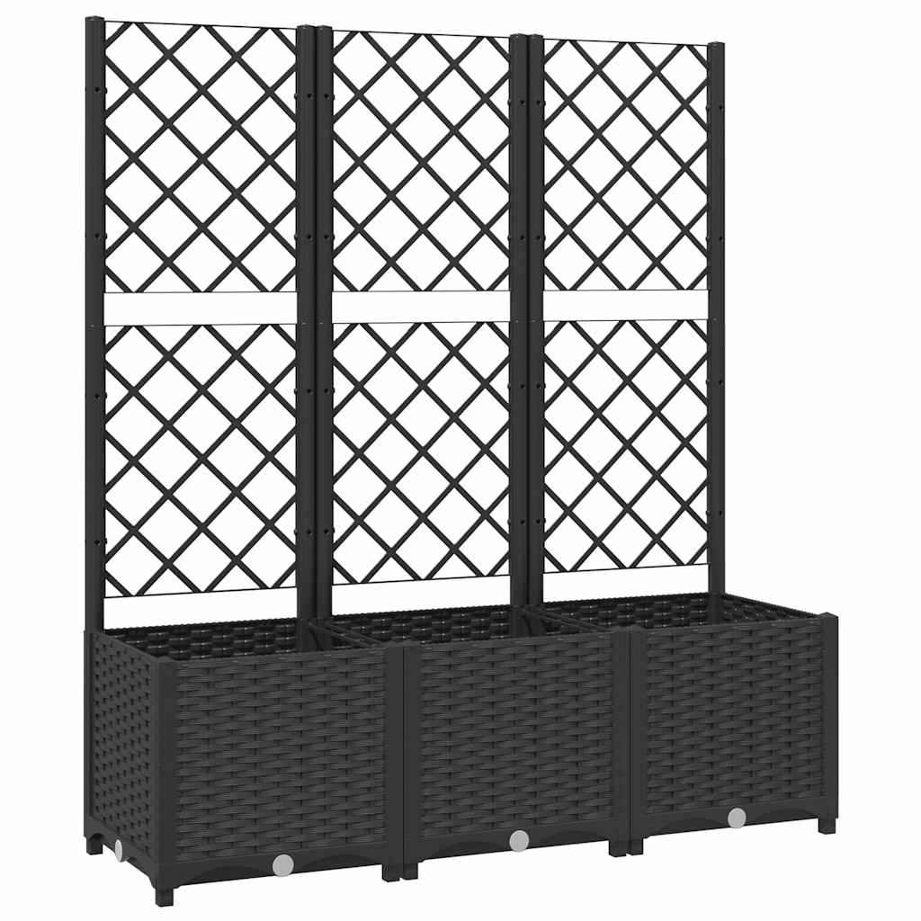 Plantenbak met trellis zwart 120x40x136 cm PP is nu te koop bij PeponiXL, paradijselijk wonen!