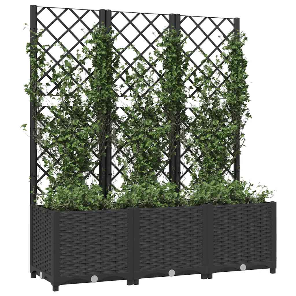 Plantenbak met trellis zwart 120x40x136 cm PP is nu te koop bij PeponiXL, paradijselijk wonen!