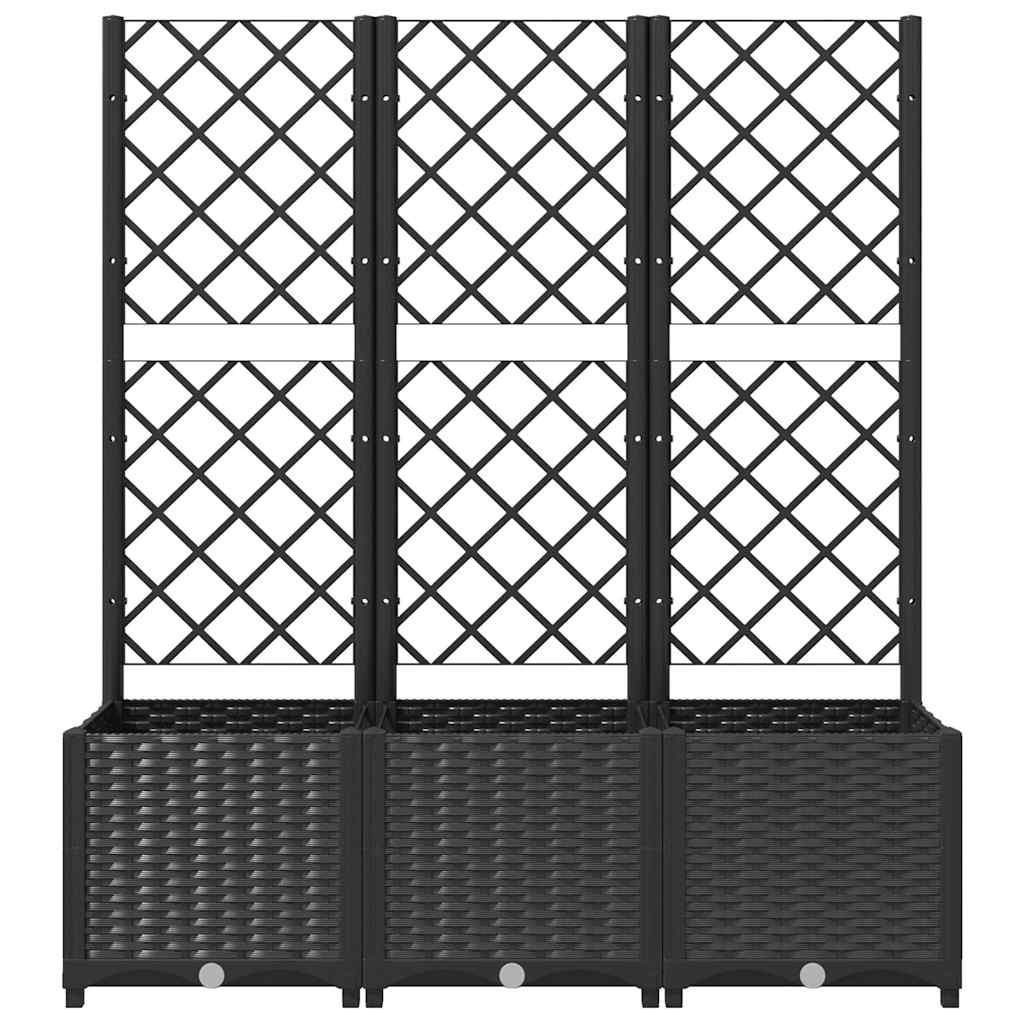 Plantenbak met trellis zwart 120x40x136 cm PP is nu te koop bij PeponiXL, paradijselijk wonen!