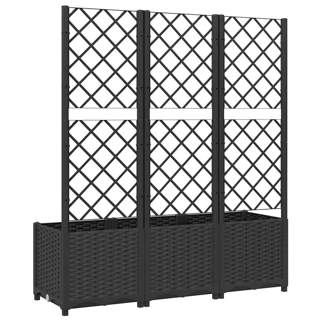 Plantenbak met trellis zwart 120x40x136 cm PP is nu te koop bij PeponiXL, paradijselijk wonen!