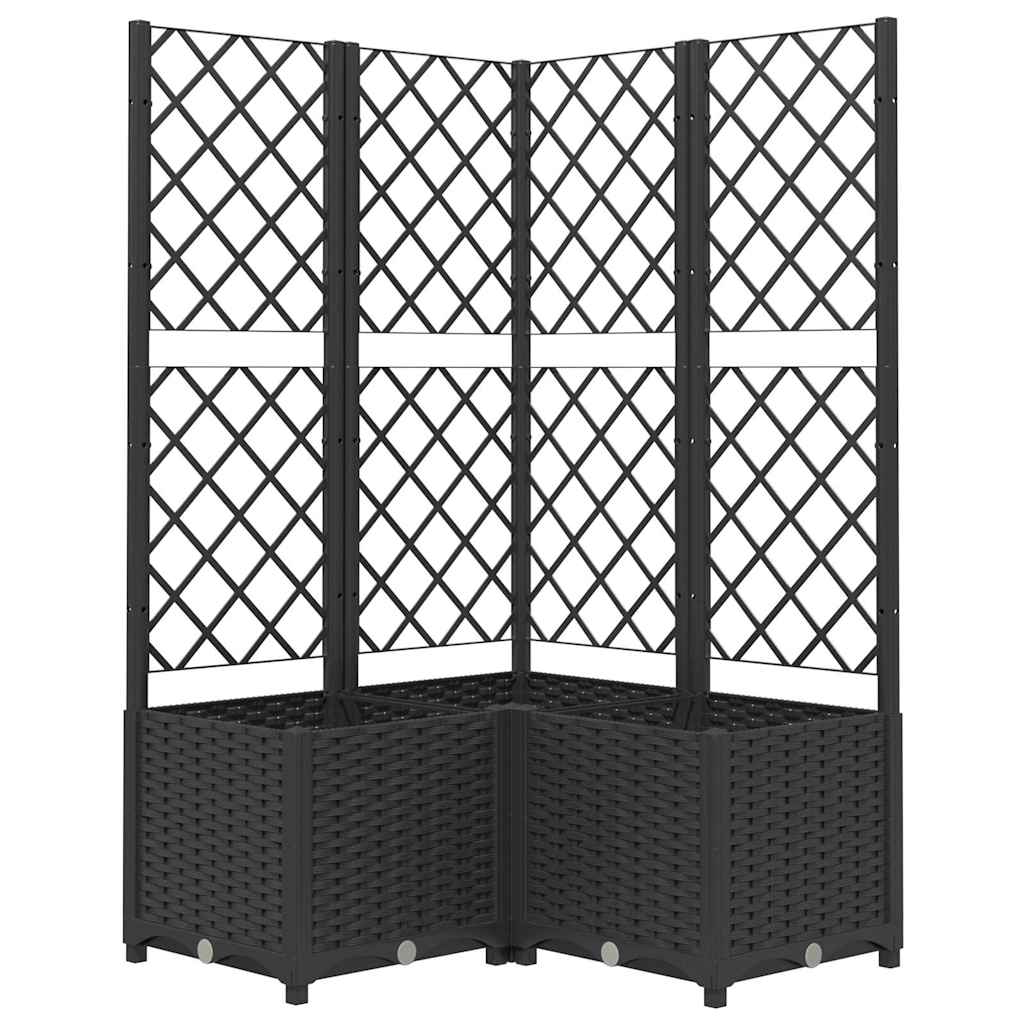 Plantenbak met latwerk 80x80x136 cm polypropeen zwart is nu te koop bij PeponiXL, paradijselijk wonen!