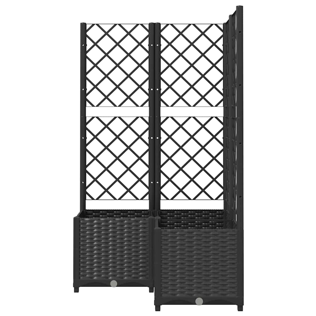 Plantenbak met latwerk 80x80x136 cm polypropeen zwart is nu te koop bij PeponiXL, paradijselijk wonen!