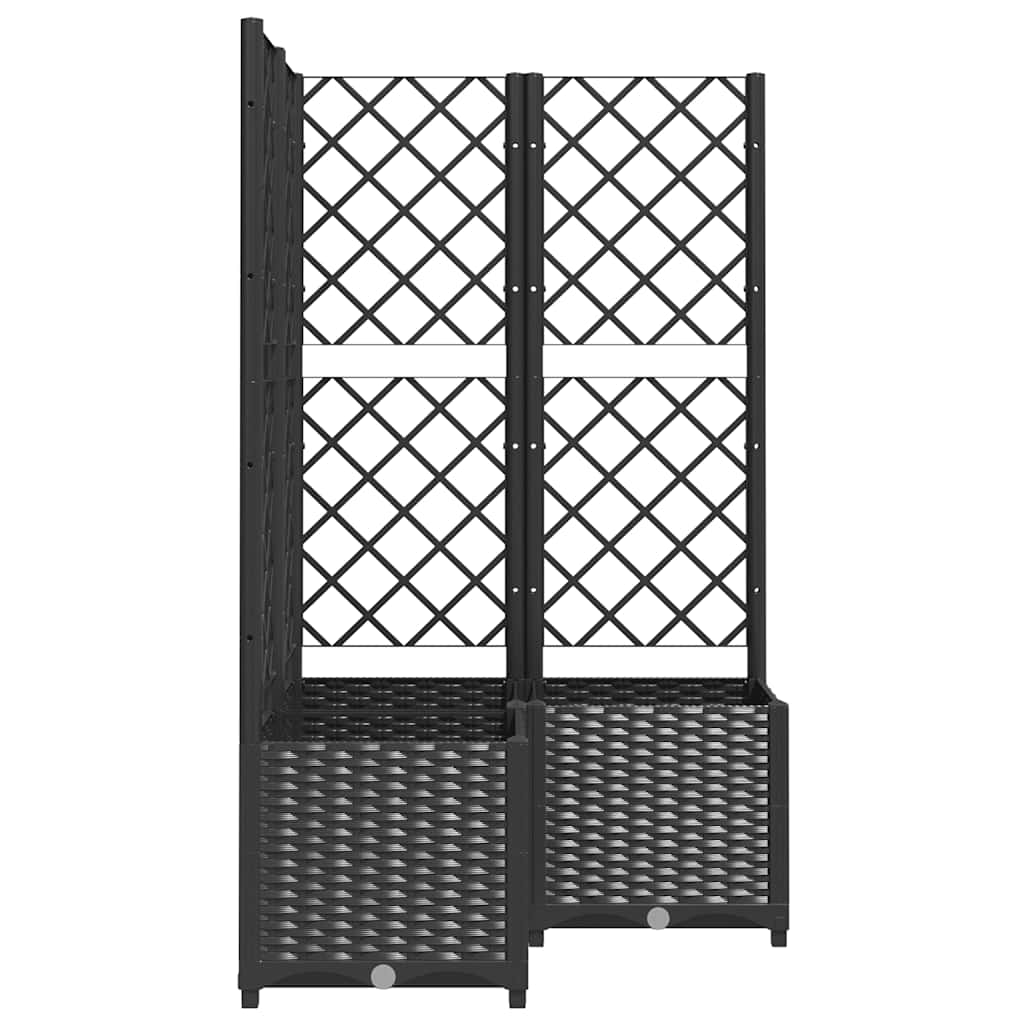 Plantenbak met latwerk 80x80x136 cm polypropeen zwart is nu te koop bij PeponiXL, paradijselijk wonen!