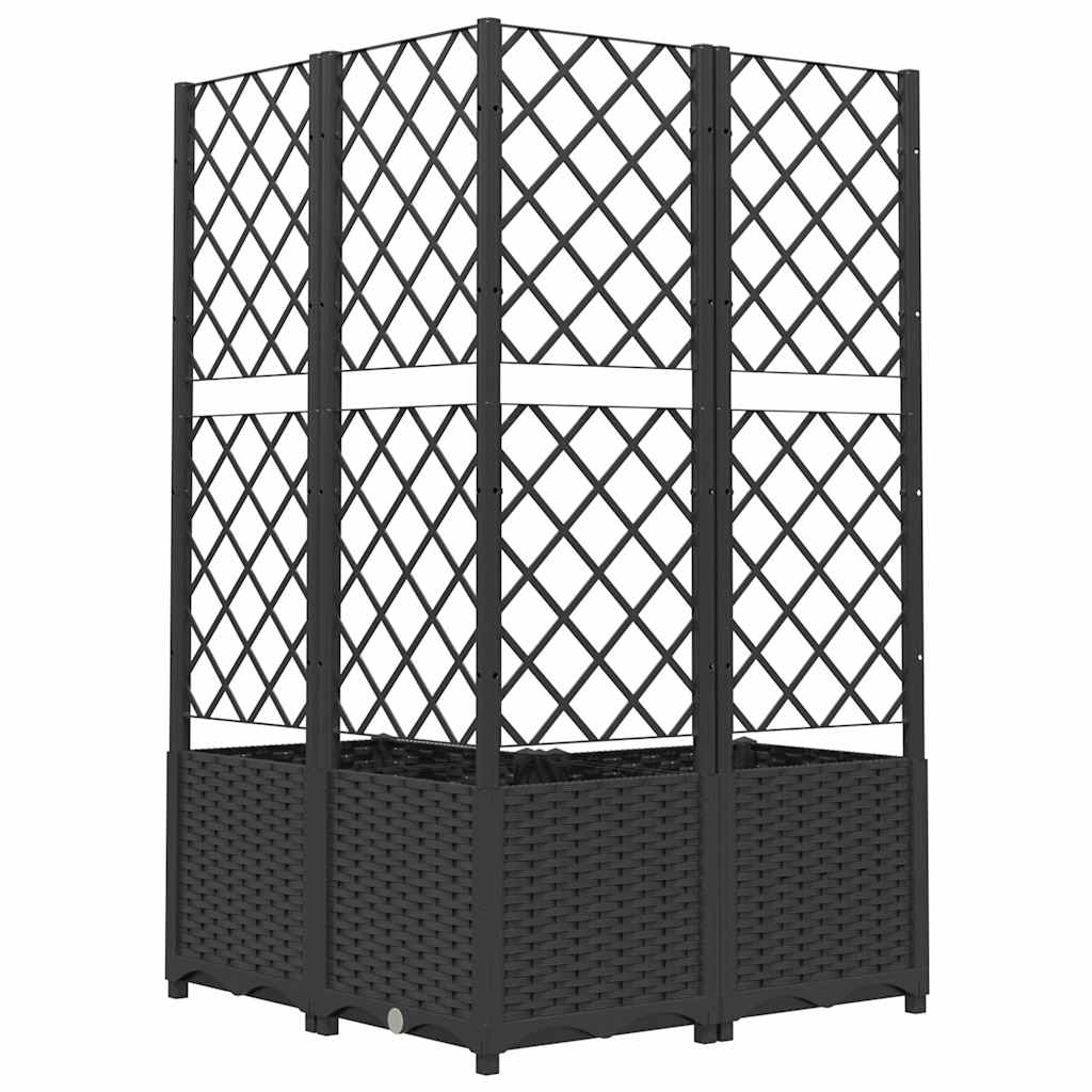 Plantenbak met latwerk 80x80x136 cm polypropeen zwart is nu te koop bij PeponiXL, paradijselijk wonen!