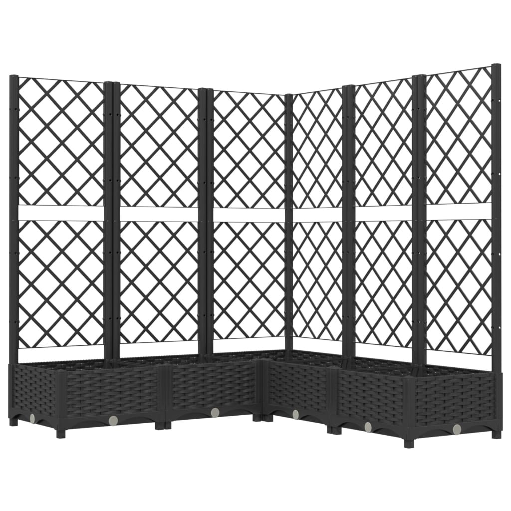 Plantenbak met latwerk 120x120x121,5 cm polypropeen zwart is nu te koop bij PeponiXL, paradijselijk wonen!
