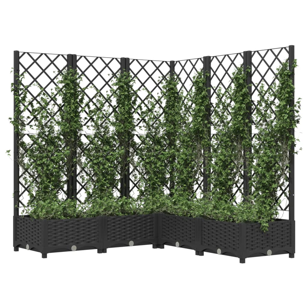 Plantenbak met latwerk 120x120x121,5 cm polypropeen zwart is nu te koop bij PeponiXL, paradijselijk wonen!