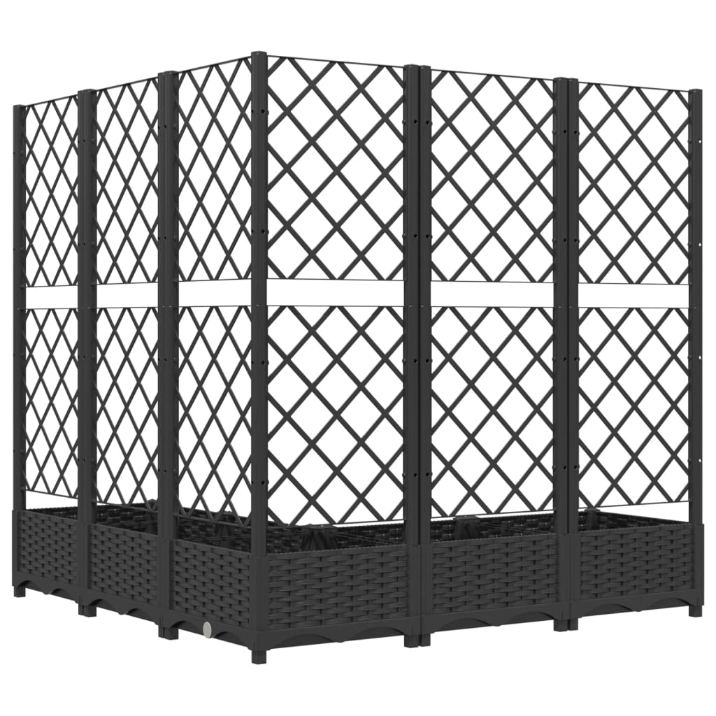 Plantenbak met latwerk 120x120x121,5 cm polypropeen zwart is nu te koop bij PeponiXL, paradijselijk wonen!