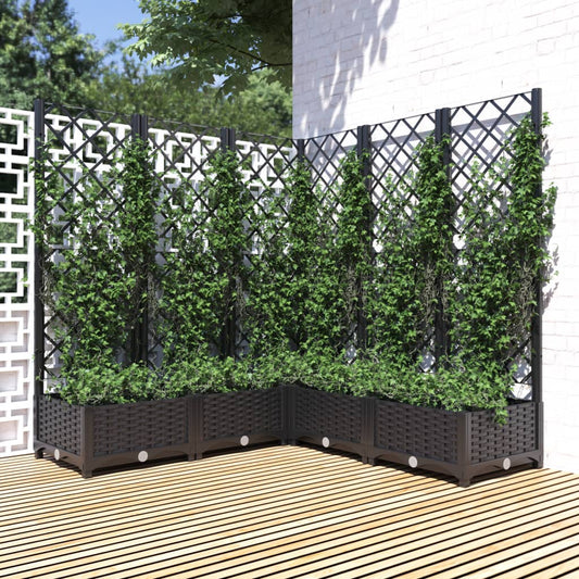 Plantenbak met latwerk 120x120x121,5 cm polypropeen zwart is nu te koop bij PeponiXL, paradijselijk wonen!