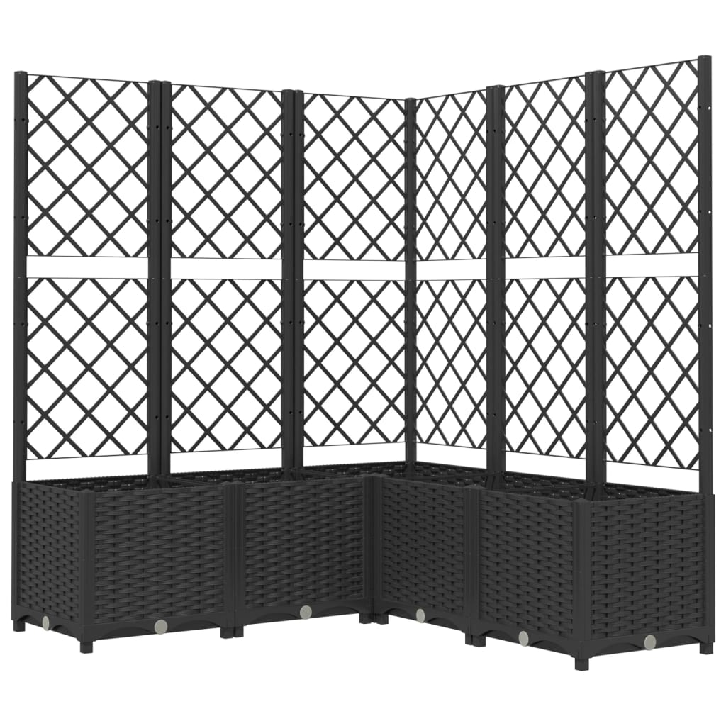 Plantenbak met latwerk 120x120x136 cm polypropeen zwart is nu te koop bij PeponiXL, paradijselijk wonen!