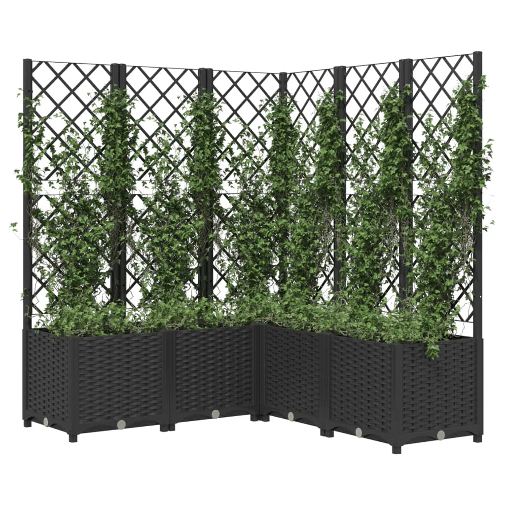 Plantenbak met latwerk 120x120x136 cm polypropeen zwart is nu te koop bij PeponiXL, paradijselijk wonen!