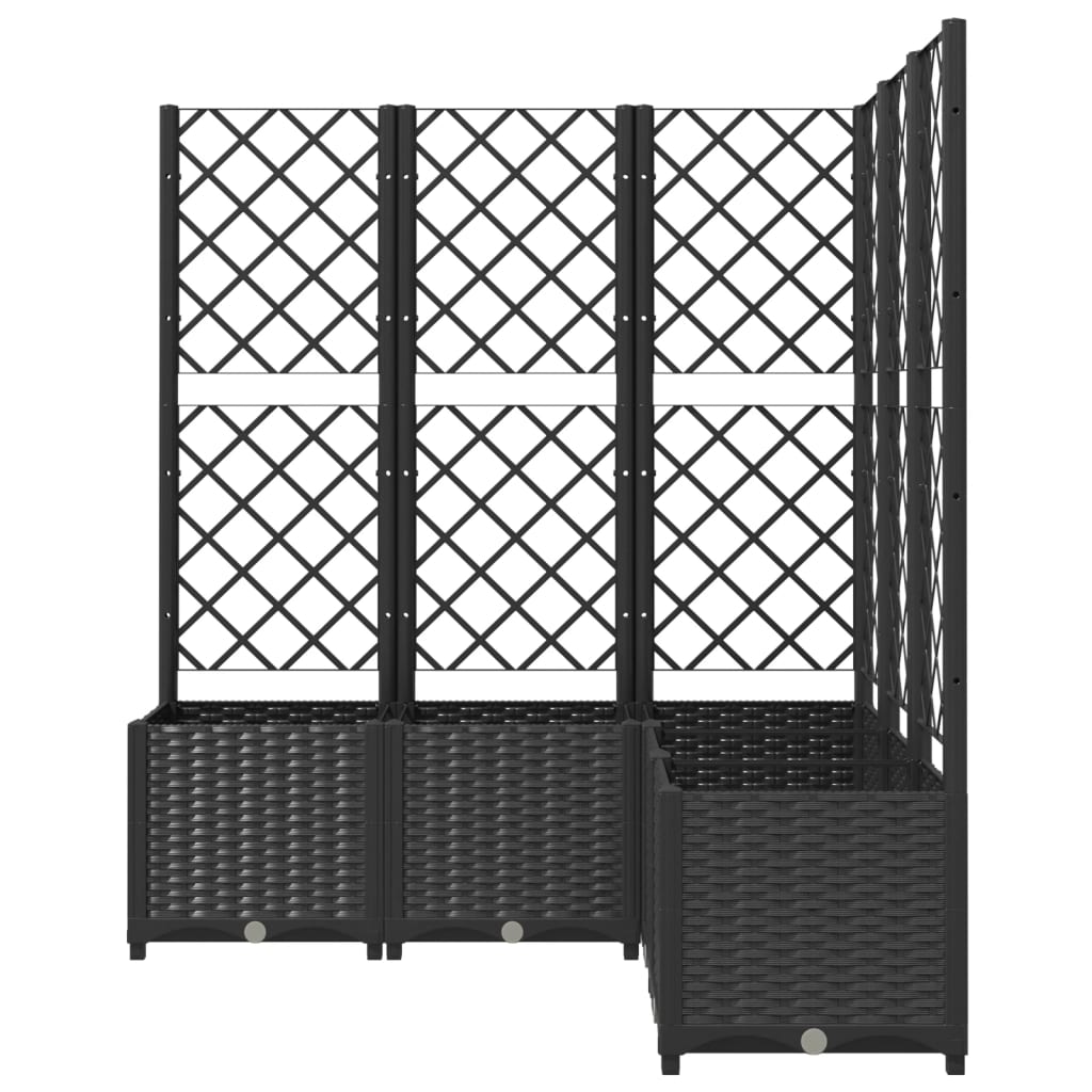 Plantenbak met latwerk 120x120x136 cm polypropeen zwart is nu te koop bij PeponiXL, paradijselijk wonen!