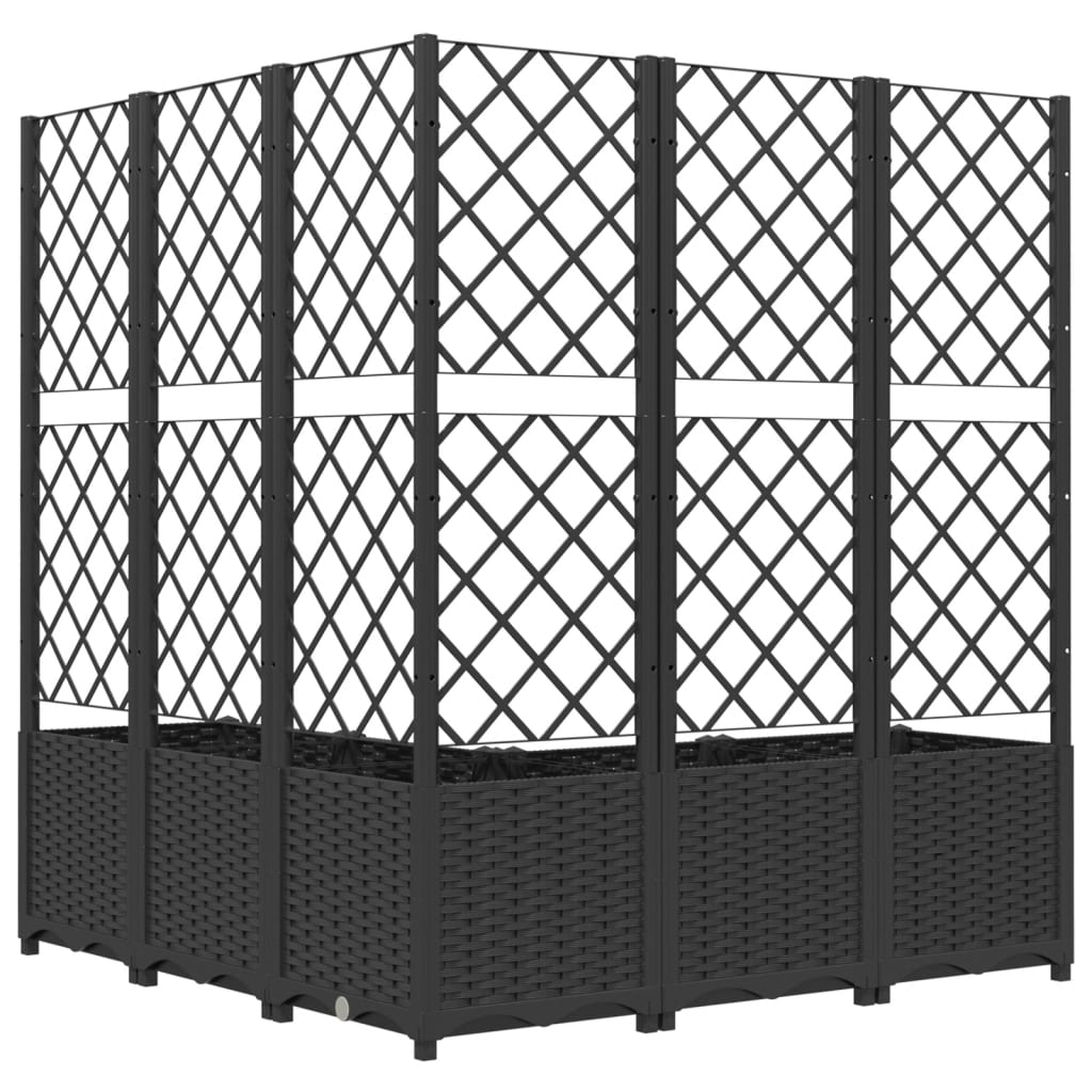 Plantenbak met latwerk 120x120x136 cm polypropeen zwart is nu te koop bij PeponiXL, paradijselijk wonen!