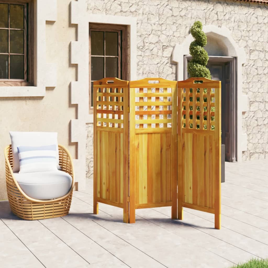 Kamerscherm met 3 panelen 121,5x2x115 cm massief acaciahout is nu te koop bij PeponiXL, paradijselijk wonen!