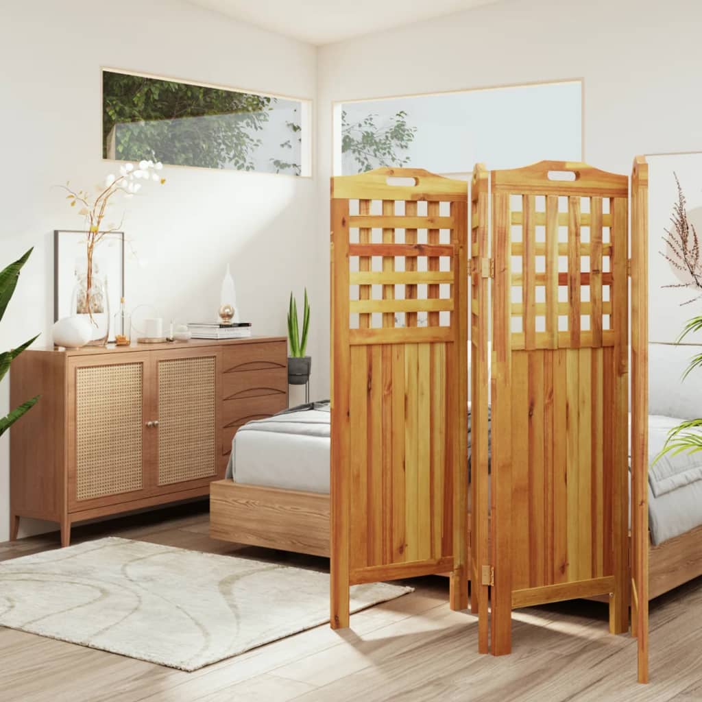 Kamerscherm met 4 panelen 162x2x115 cm massief acaciahout is nu te koop bij PeponiXL, paradijselijk wonen!