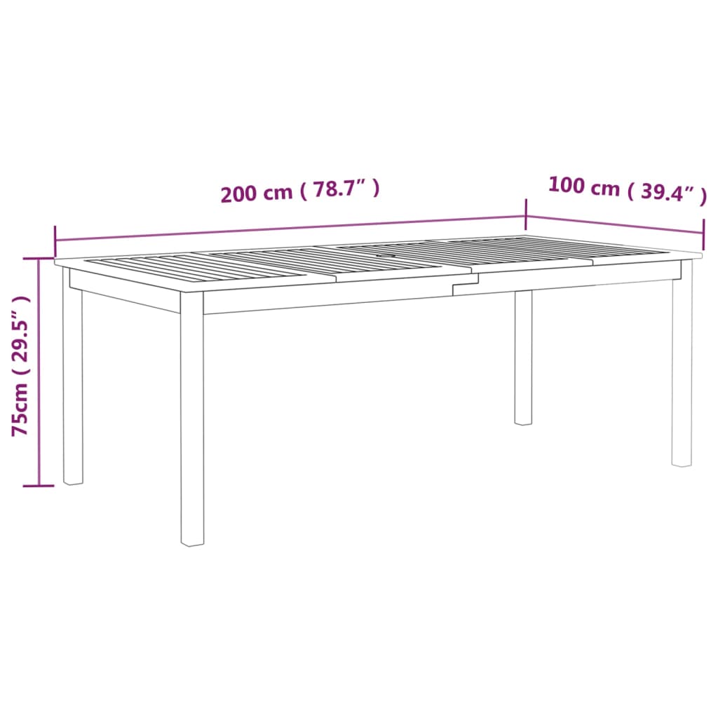 Tuintafel 200x100x75 cm massief acaciahout grijs is nu te koop bij PeponiXL, paradijselijk wonen!