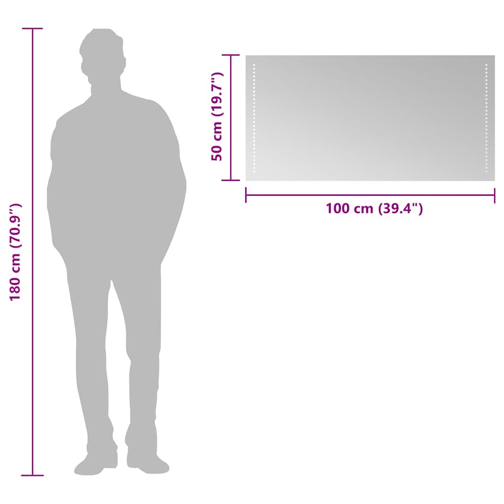 Badkamerspiegel LED 100x50 cm is nu te koop bij PeponiXL, paradijselijk wonen!