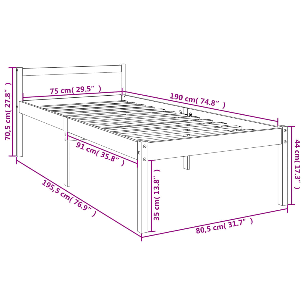 Seniorenbed massief grenenhout wit 75x190 cm is nu te koop bij PeponiXL, paradijselijk wonen!