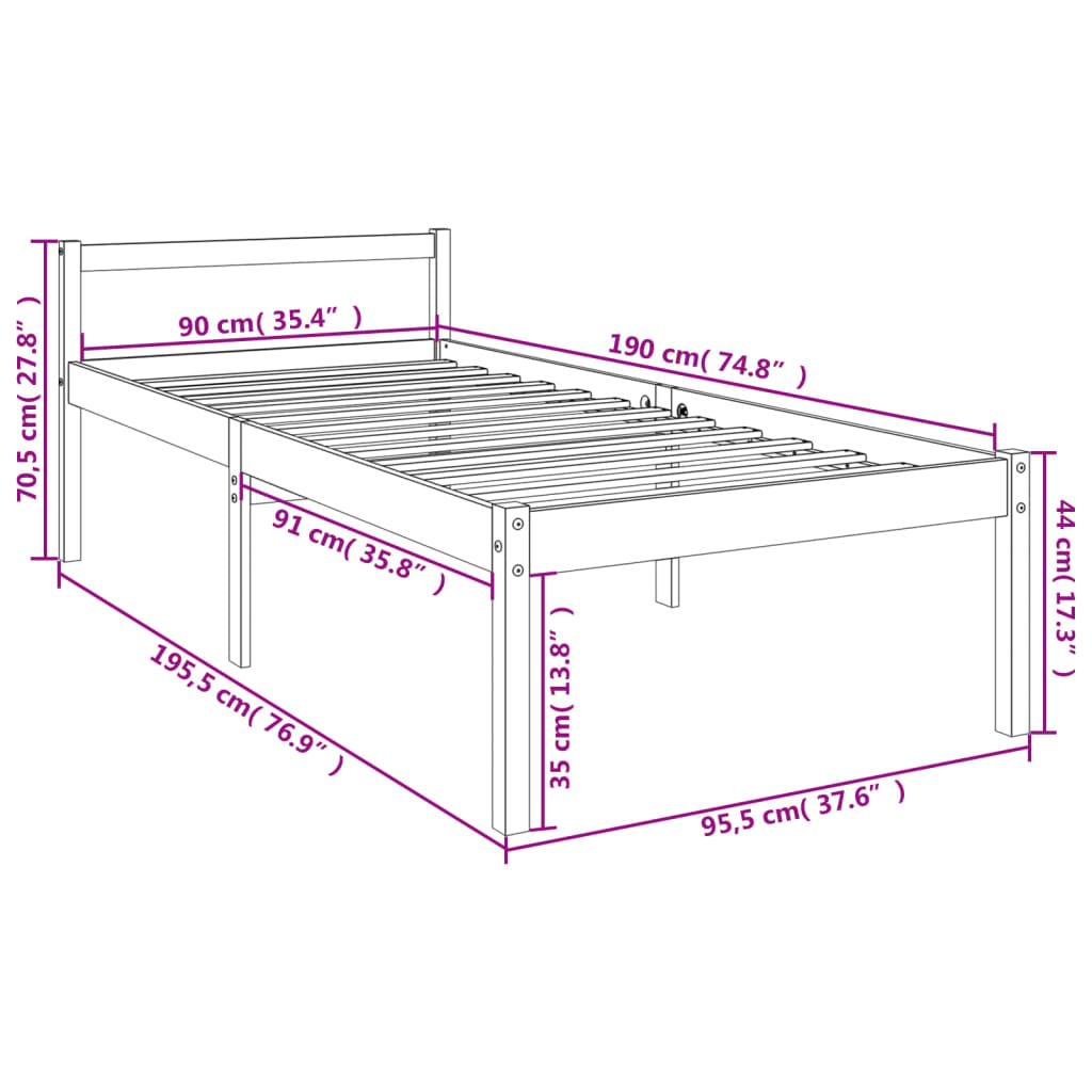 Seniorenbed massief grenenhout wit 90x190 cm is nu te koop bij PeponiXL, paradijselijk wonen!
