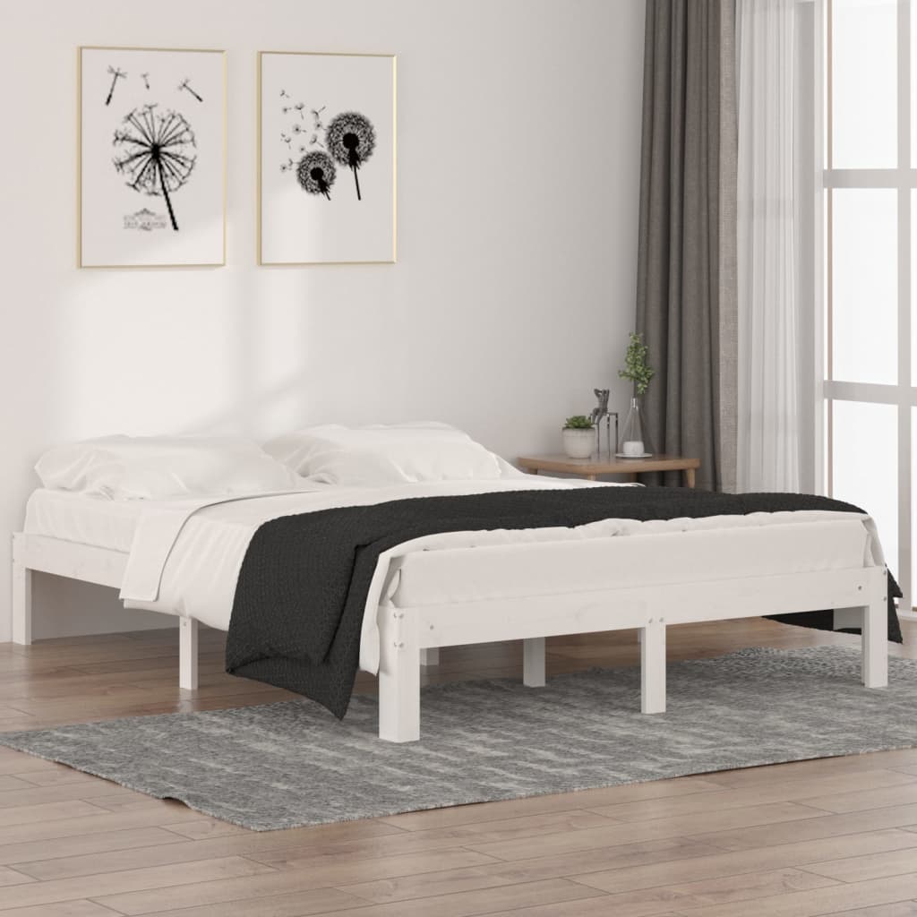 Bedframe massief hout wit 150x200 cm is nu te koop bij PeponiXL, paradijselijk wonen!