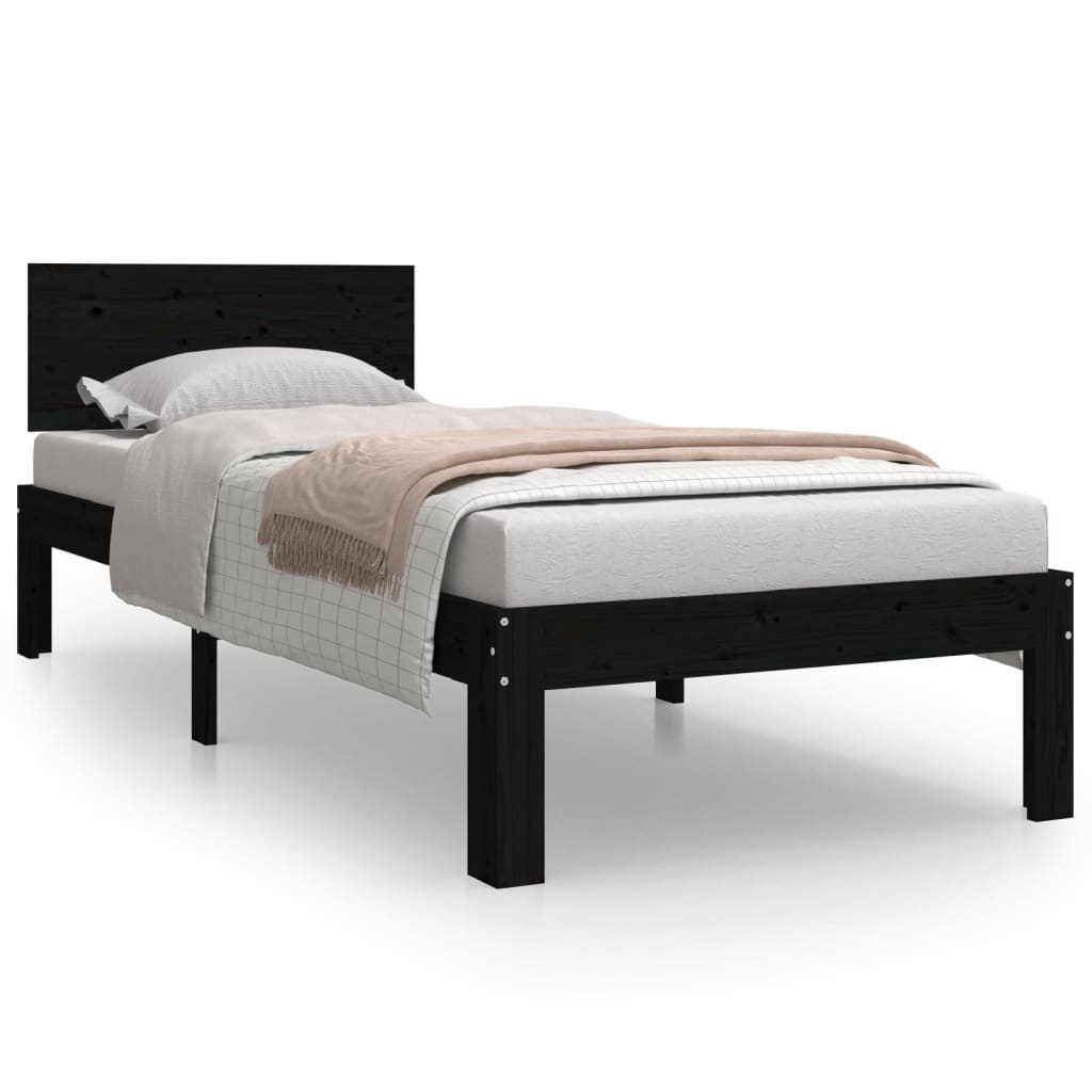 Bedframe massief hout zwart 75x190 cm is nu te koop bij PeponiXL, paradijselijk wonen!