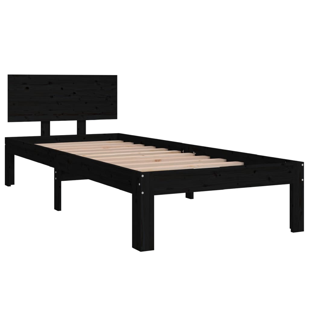 Bedframe massief hout zwart 75x190 cm is nu te koop bij PeponiXL, paradijselijk wonen!
