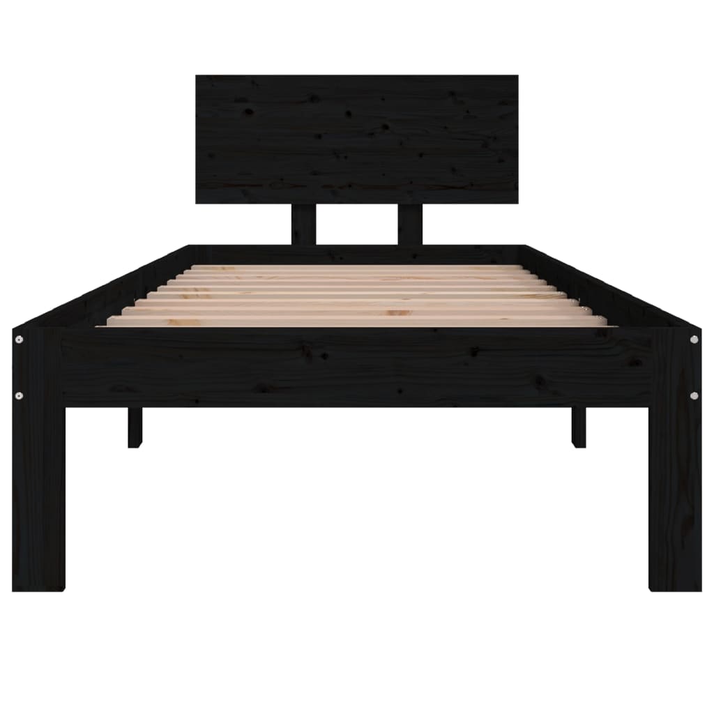 Bedframe massief hout zwart 75x190 cm is nu te koop bij PeponiXL, paradijselijk wonen!